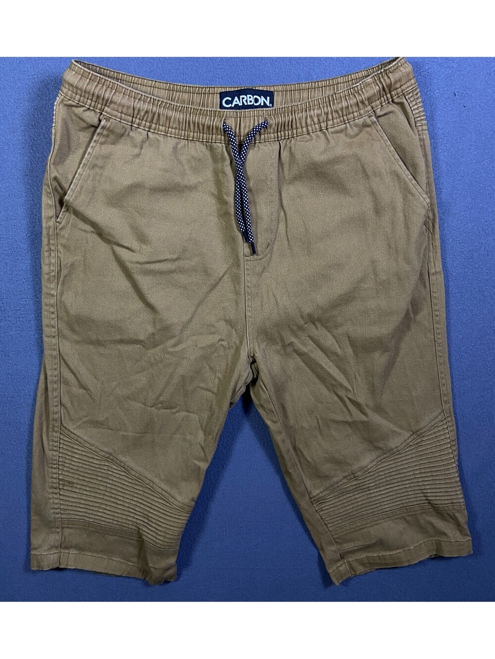 Carbon Mens Jeans Shorts Size XL 32x12 Beige Moto Joggers Drawstring Streetwear